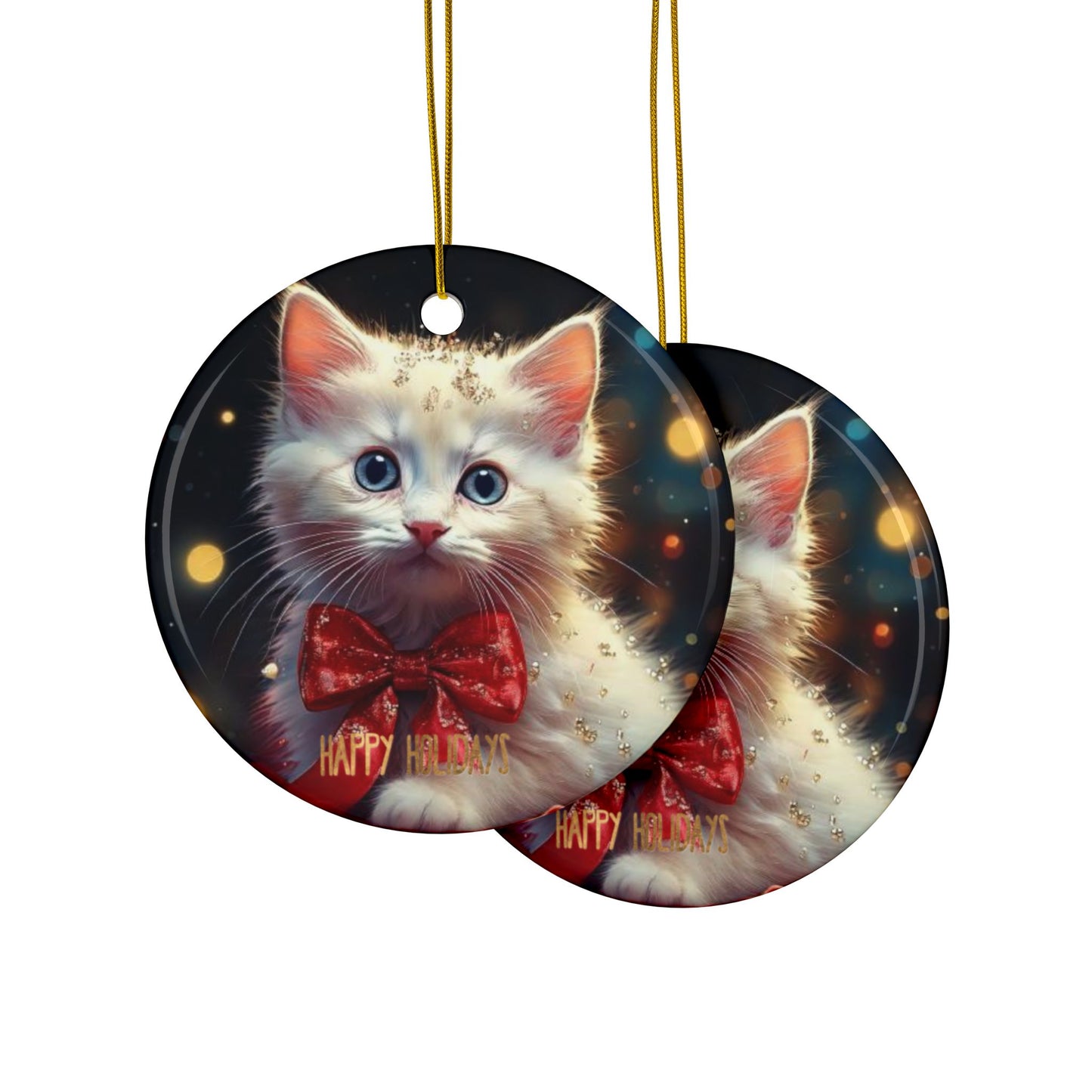 Adorable Kitten Ceramic Ornament, 2-Side Print,