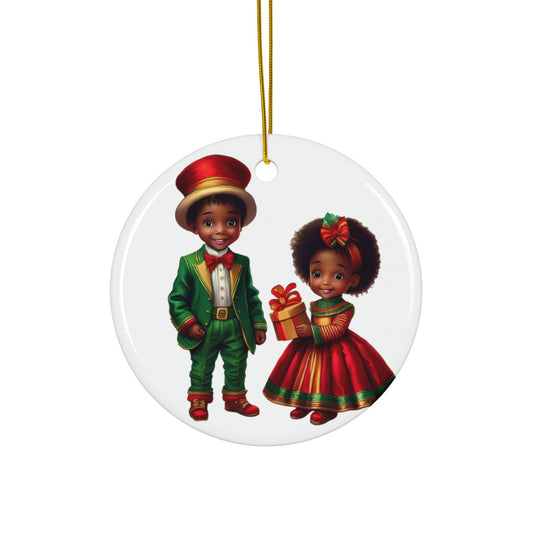 Adorable Brother and Sister Ceramic Ornaments