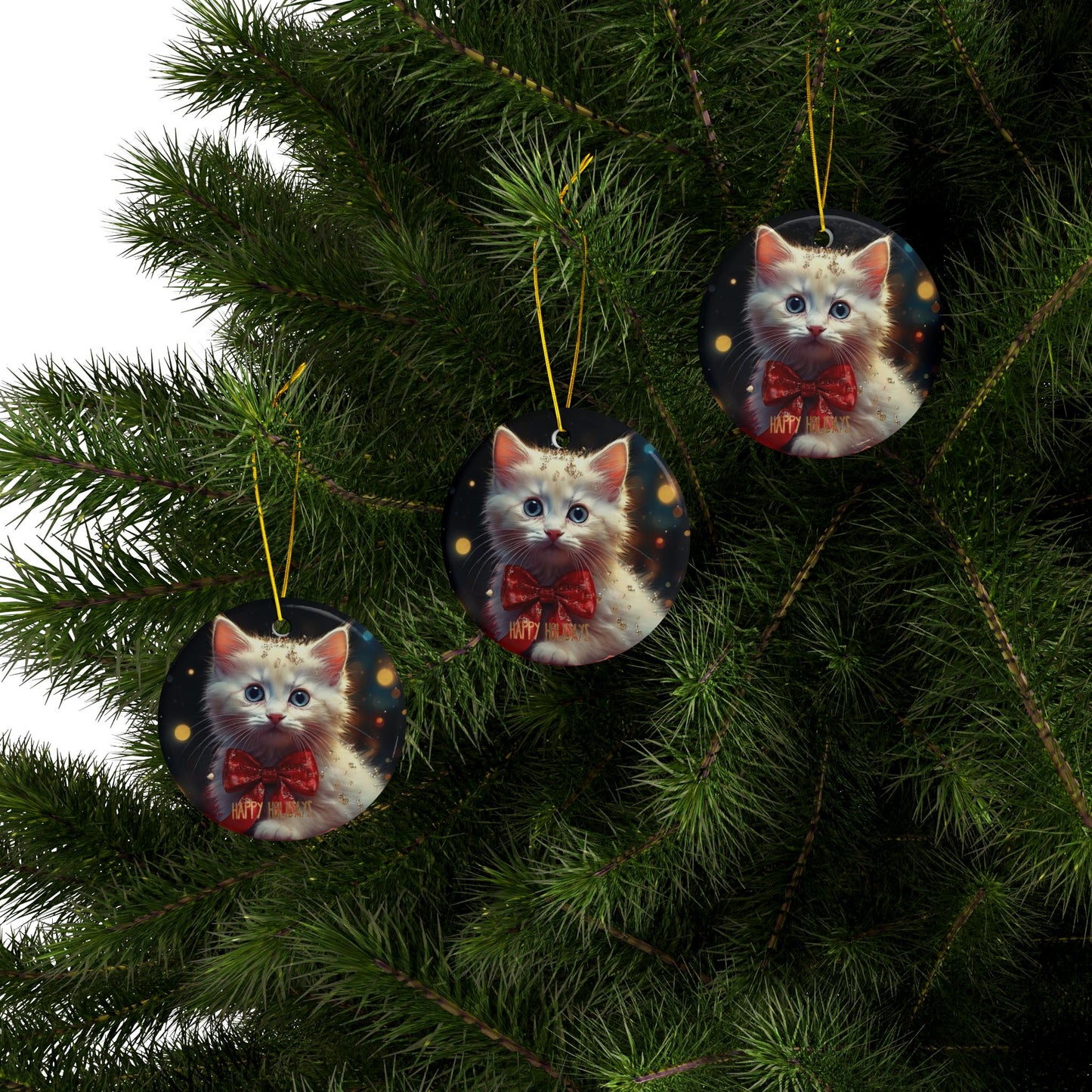 Adorable Kitten Ceramic Ornament, 2-Side Print,