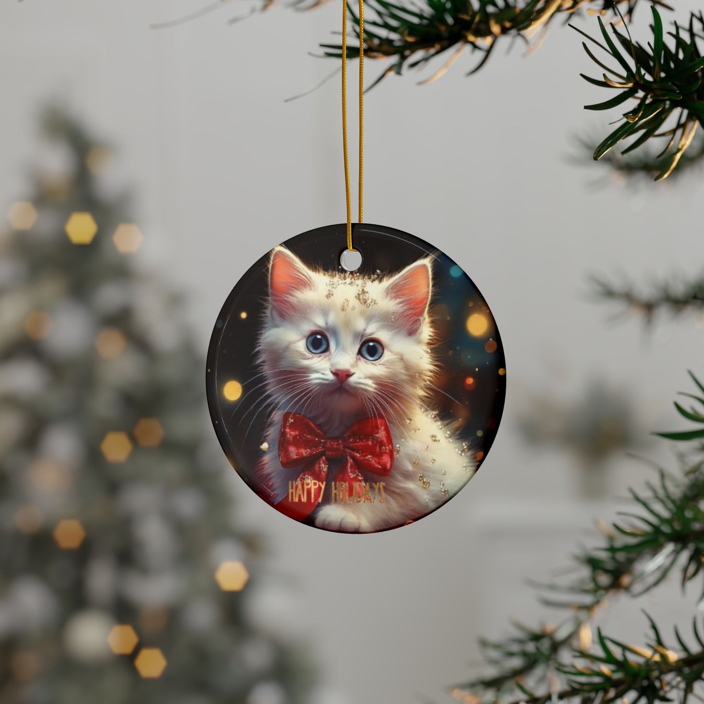 Adorable Kitten Ceramic Ornament, 2-Side Print,